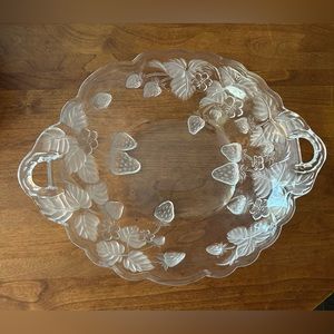 Crystal Clear Studios.  Arielle 312897 Frosted Strawberry Serving Bowl. 9”